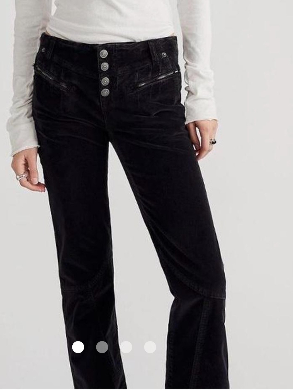 We The Free People Black Velvet Pants 28×31 Front Button